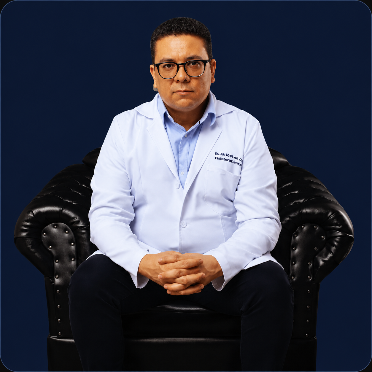 Dr. João Márcio De Grande sentado no consultório